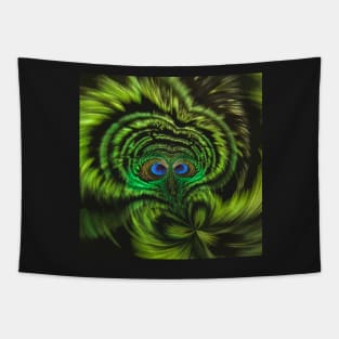 Owl Fractal Green Pattern Design Tapestry