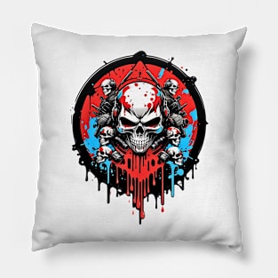 Cyberpunk Skulls Squad futuristic comic pop art poster Pillow