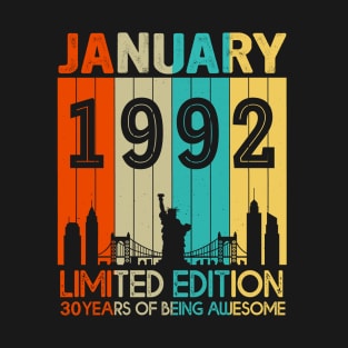 Vintage January 1992 Limited Edition 30 Years Of Being Awesome T-Shirt