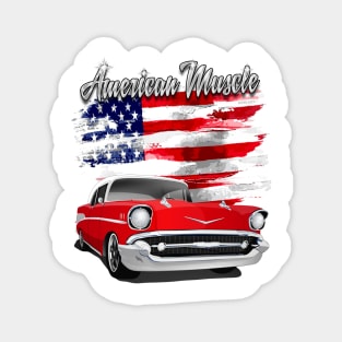 1957 Red and White American Muscle Chevy Bel Air Magnet
