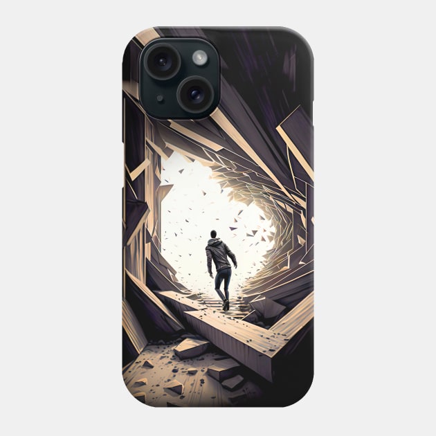 Being Courageous Confronting Fear No. 2 on a Dark Background Phone Case by Puff Sumo