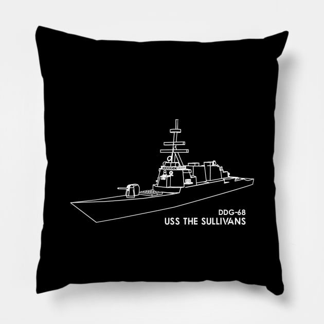 USS The Sullivans (DDG-68) Pillow by Arassa Army