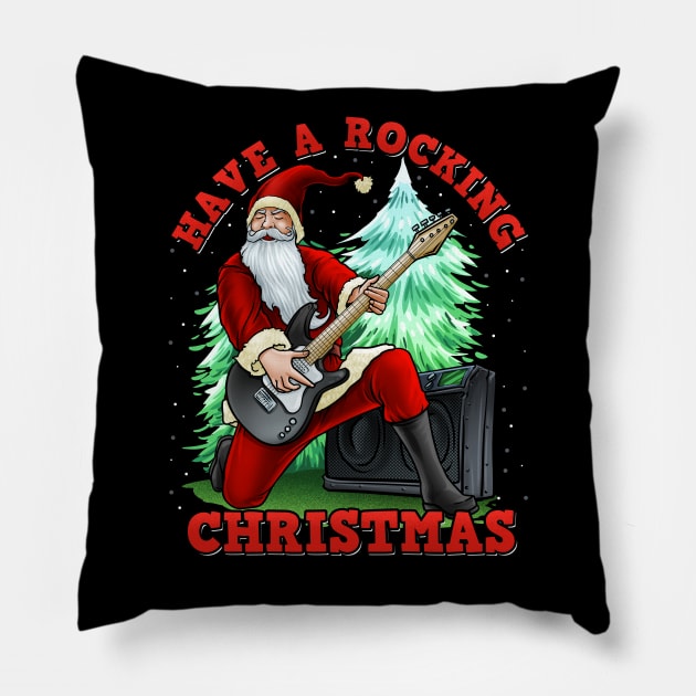 Have A Rocking Christmas Santa Claus Pillow by AngelFlame