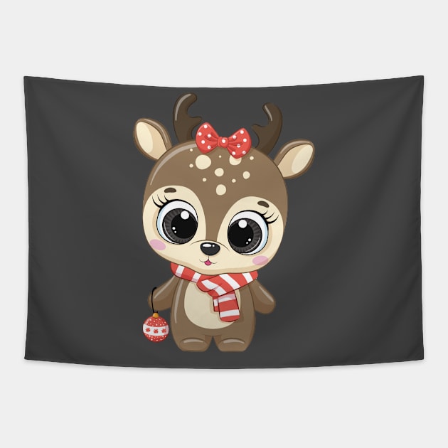 Cute reindeer for new year and christmas Tapestry by kameleon