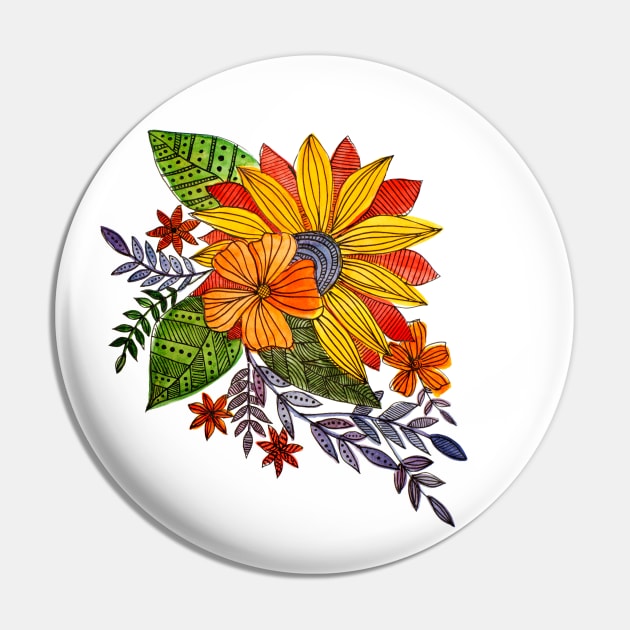 Sunflower watercolor Pin by wackapacka