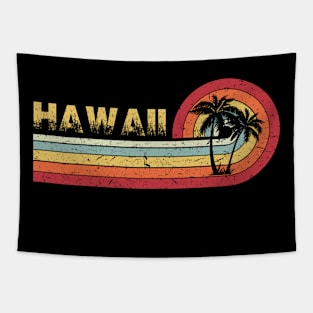 Hawaiian Vintage 80s Palm Trees Sunset Tapestry