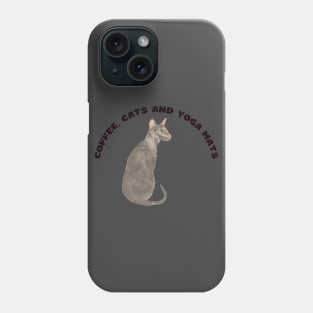 Coffee cats and yoga mats funny yoga and cat drawing Phone Case