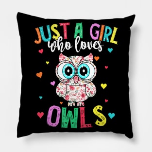 Hippie Just A Girl Who Loves Owls Vintage Pillow