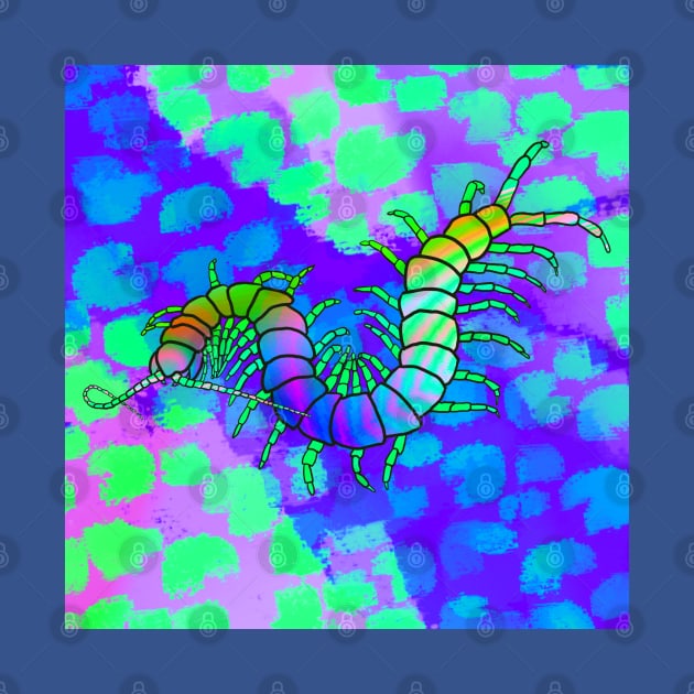 Iridescent Centipede | Cheetah Print (Blue/Green) by techno-mantis