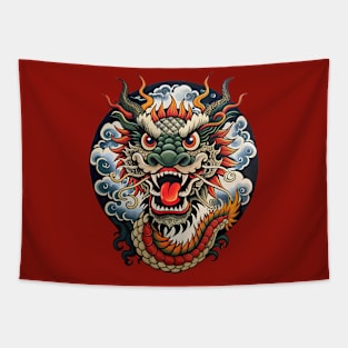 Japanese Dragon Retro Cartoon Tapestry