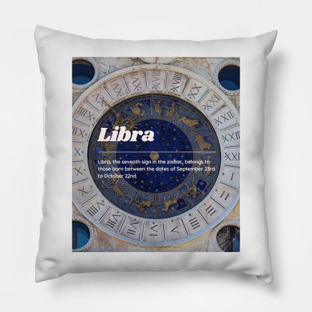 Libra Zodiac Roman Numeral Print Pillow by madiwestdal