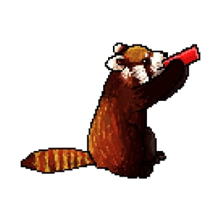 Red panda drinking from a red can T-Shirt