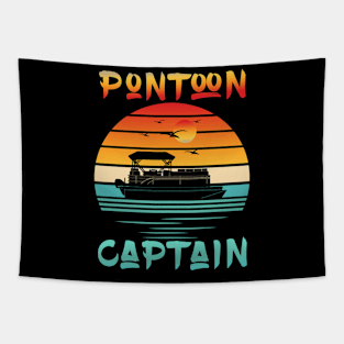 Funny Pontoon Captain Retro Vintage Style Pontoon Boat Tapestry