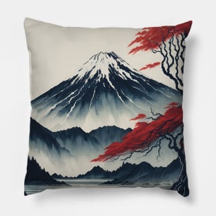 Serene Mount Fuji Sunset - Peaceful River Scenery Pillow