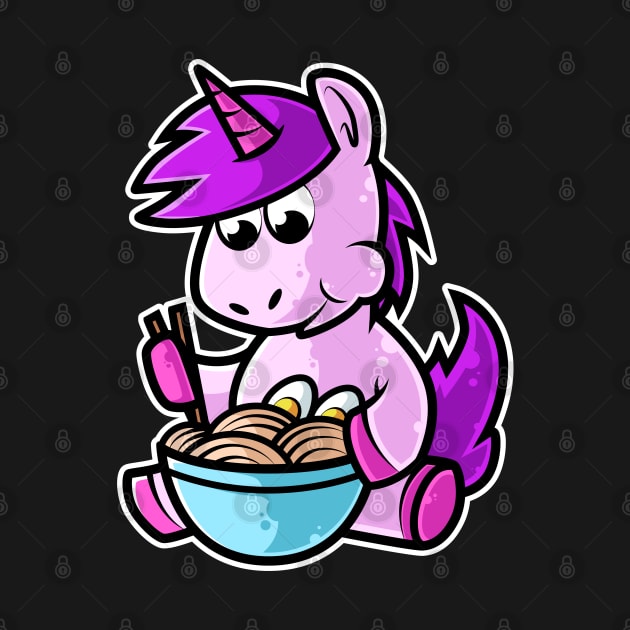 Unicorn Ramen Bowl Kawaii Neko Anime Japanese Noodles print by theodoros20