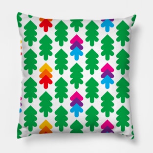 Green and colorful fir trees pattern, version one Pillow