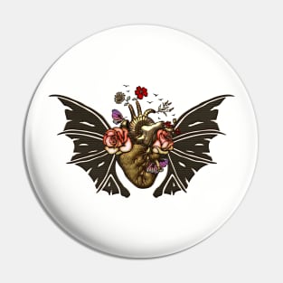 Awesome steampunk heart with wings Pin