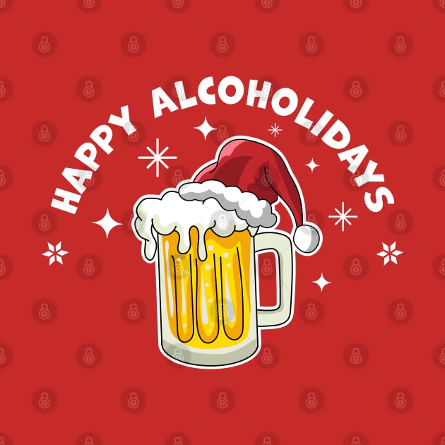 Happy Alcoholidays Funny Christmas / Holiday Beer Drinking by OrangeMonkeyArt