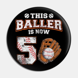 This Baller Is Now 5 Year Old 5Th Birthday Baseball Boy Pin