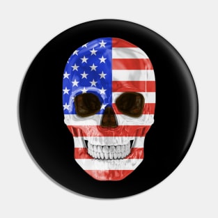 USA Flag Skull - Gift for American With Roots From USA Pin