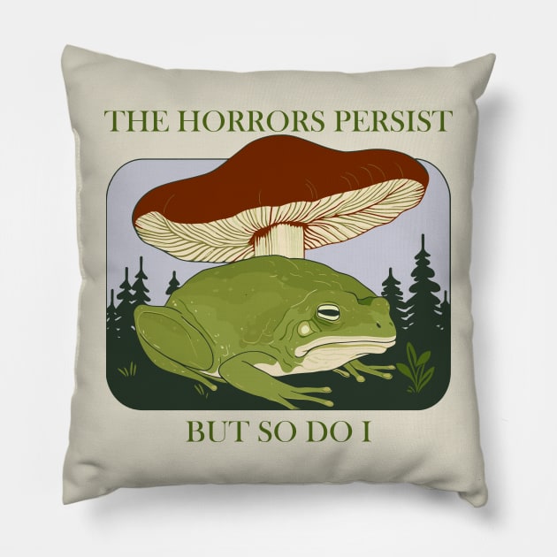 the horrors persist frog v1 Pillow by hunnydoll