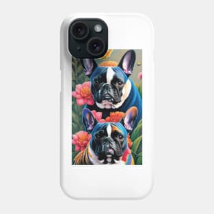 2 Frenchie's with Roses Aesthetic Phone Case