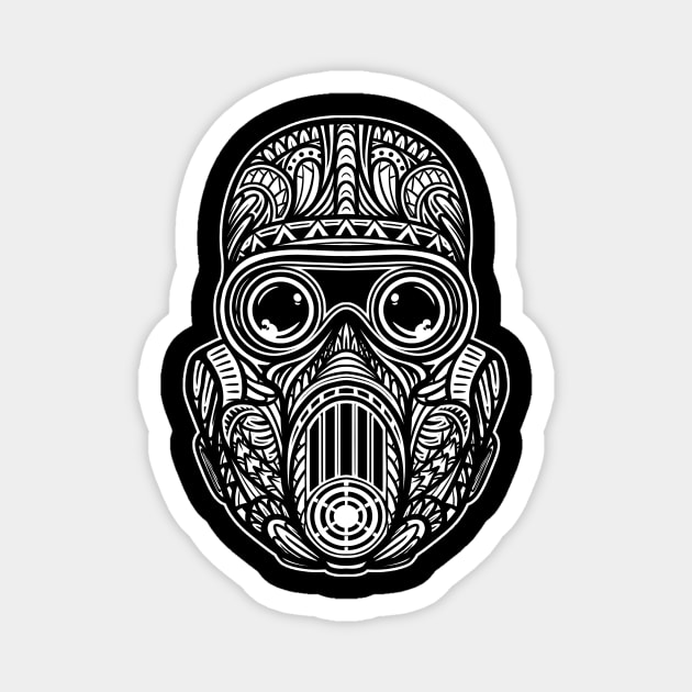 Gas Mask Tribal Magnet by Barabarbar artwork