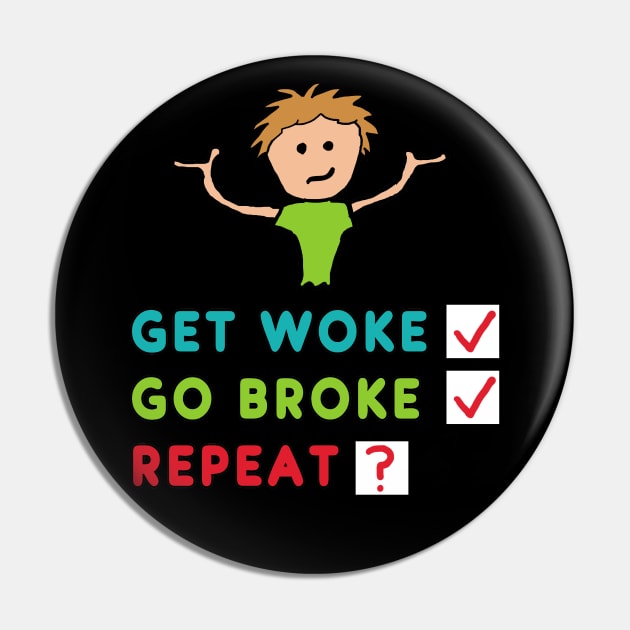 Get Woke Go Broke Pin by Mark Ewbie