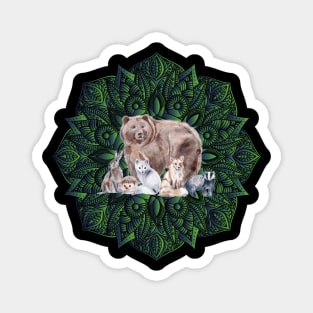 Mandala Rabbit Bear Hedgehog Fox Badger Magnet