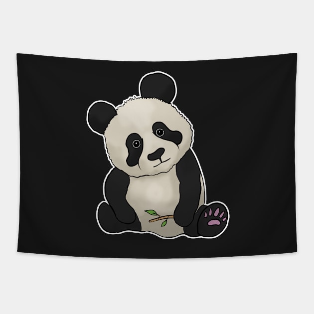 Cute Panda hand drawn sad face bamboo Tapestry by Mesyo