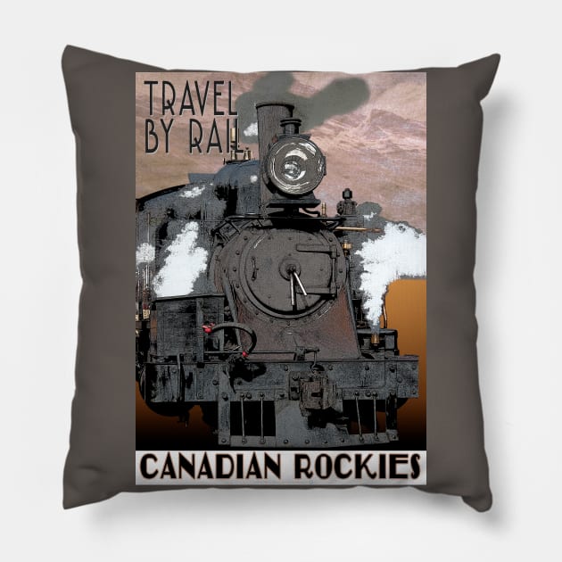 Retro Railway Travel Canada_05 Pillow by seadogprints