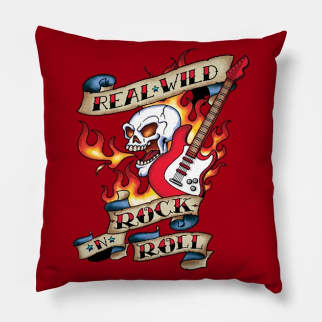 Real Wild Rock ‘n’ Roll Tattoo Pillow by PLAYDIGITAL2020