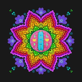 Rainbow Om Mani Padme Hum Mandala T-Shirt