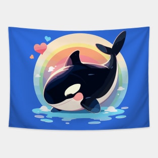 Kawaii - Rainbow Orca Tapestry