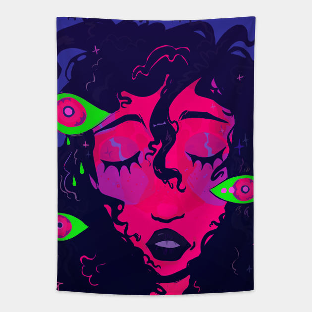 Dreaming with eyes closed Tapestry by snowpiart