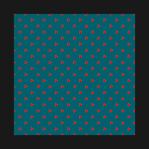 Holly Berry Polka Dot on Teal by MarcyBrennanArt