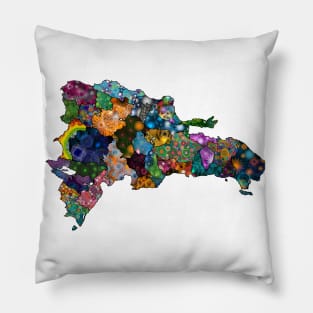 Spirograph Patterned Dominican Republic Provinces Map Pillow