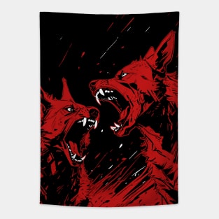 Angry Dogs Anime Japanese Red and Black Tapestry