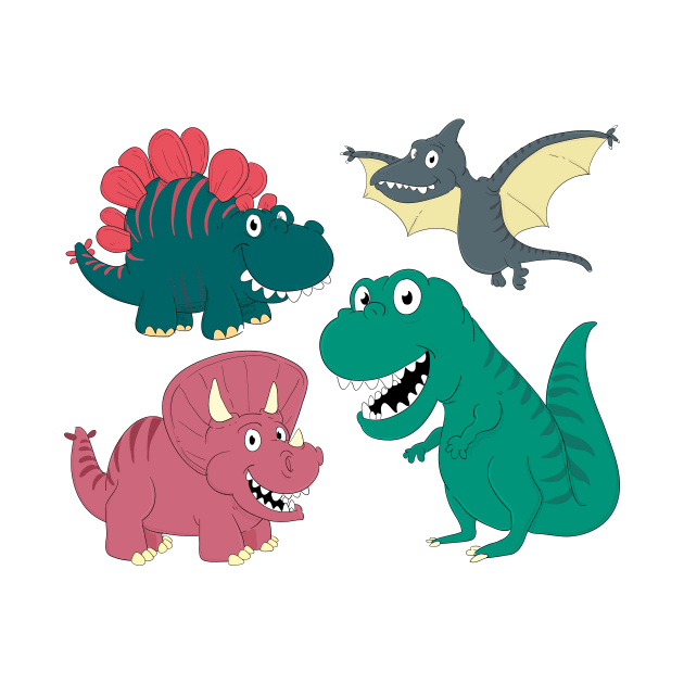 Assorted Illustrated Dinosaurs by bluerockproducts