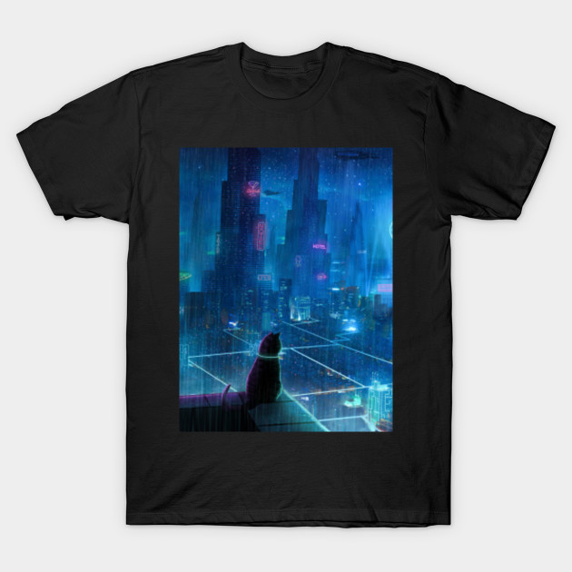 Futuristic City Cat Cat T Shirt Teepublic