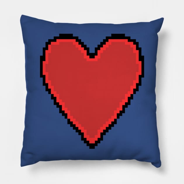 Red 8Bit Pixelart Love Heart Valentines Day Pillow by ellenhenryart