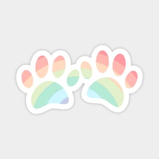 Pastel Color Rainbow Dog Paw Prints Magnet