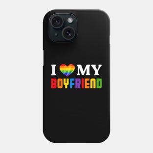 I Love My Boyfriend Groovy Heart For Pride LGBT Month Phone Case