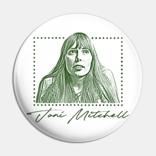 Joni Mitchell / Retro 70s Style Fan Art Design Pin