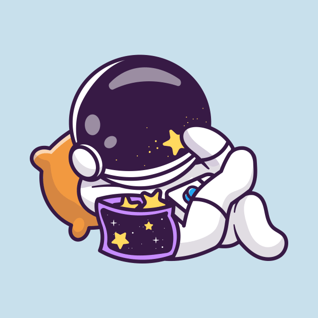 Cute Astronaut Chill With Eating Star Snack Cartoon by Catalyst Labs