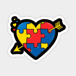 Autism Awareness Heart Valentines Day Puzzle Piece Magnet