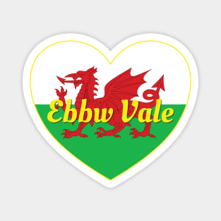 Ebbw Vale Wales UK Wales Flag Heart Magnet