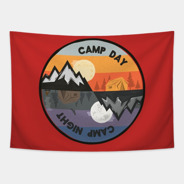 camp day camp night Tapestry by Mint Tees