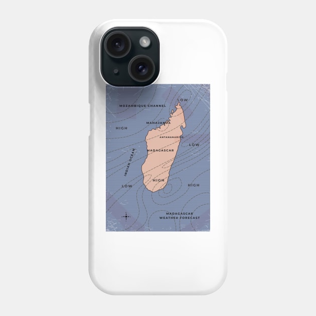 Madagascar Vintage weather map Phone Case by nickemporium1