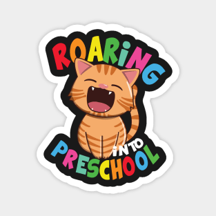 Roaring Into Preschool - Kawaii Cat Magnet